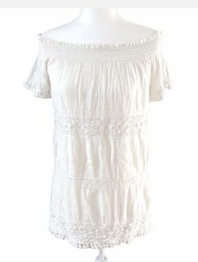 American Eagle Outfitters White Smocked Top Dress